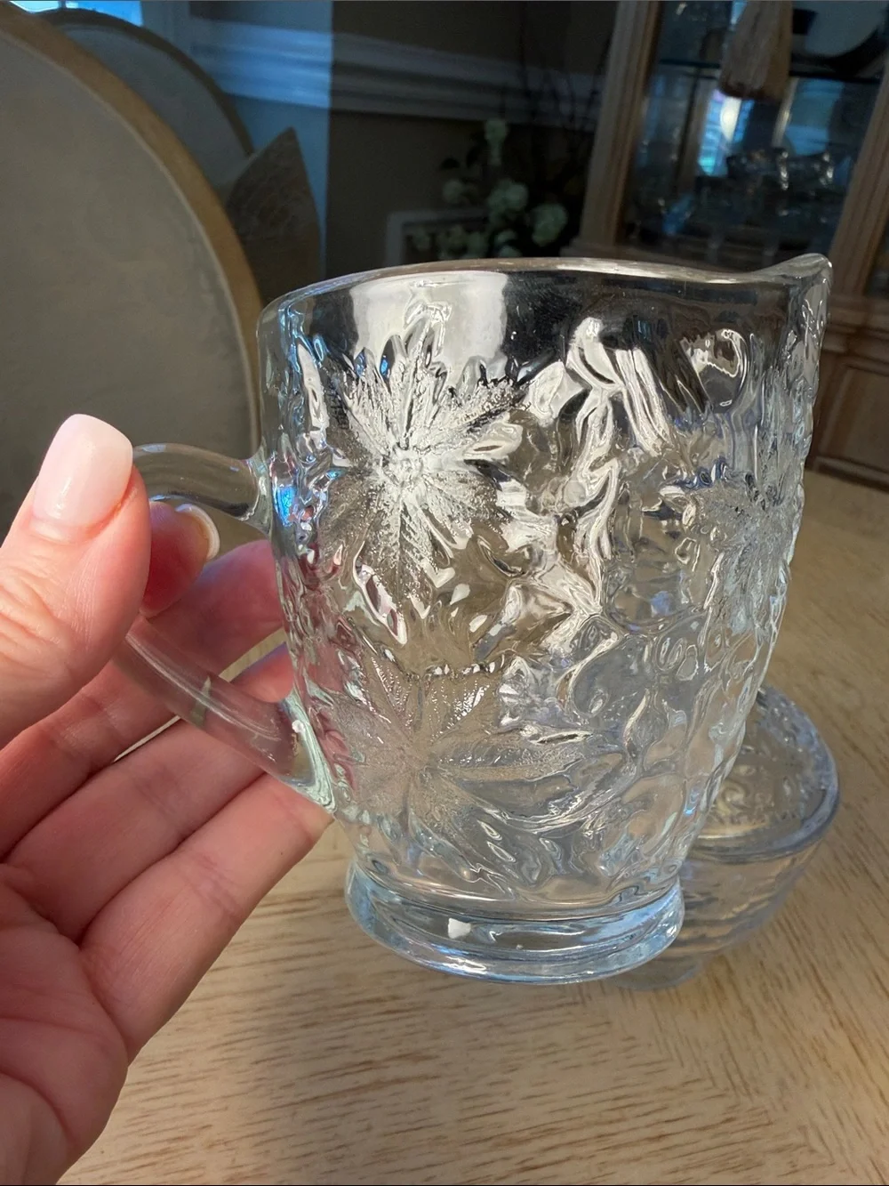 Princess House Fantasia Crystal Glass Creamer & Lidded Sugar Bowl.